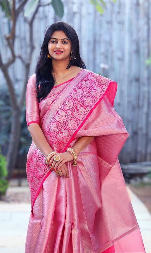 Dhruvi Designer Hub Pink Soft Silk Party Wear Sarees Catalog